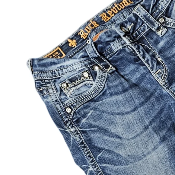 Rock Revival Blue Skinny Jeans with Ornate Embellishments - Picture 6 of 9